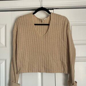 Sky and Sparrow Tan V-Neck Sweater